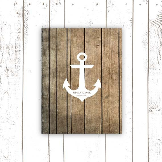 Anchor Guest Book, Beach Wedding Guest Book Alternative for Summer Wedding, Nautical Wedding Poster, Anchor on Wood