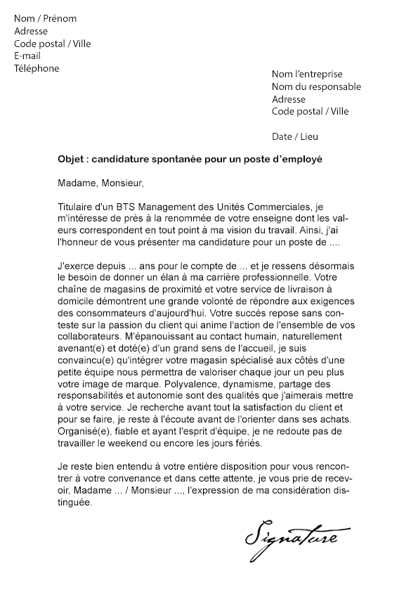Lettre de motivation Picard - Modèle de Lettre