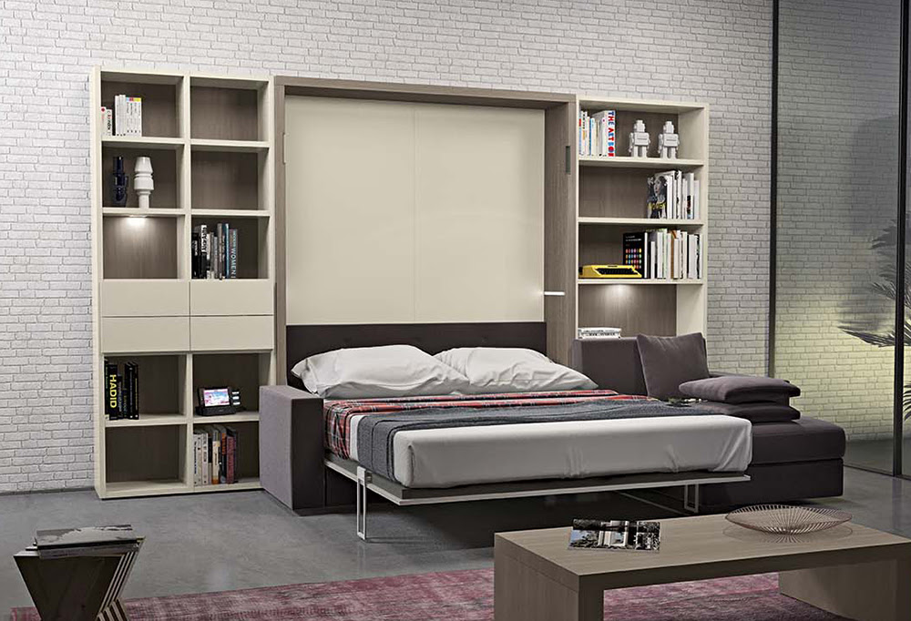 Letto matrimoniale a scomparsa con divano Nobu - CLEVER.IT