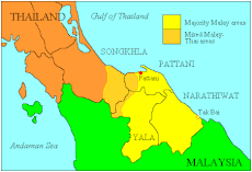 The southern provinces of Thailand showing the Malay-Muslim majority areas