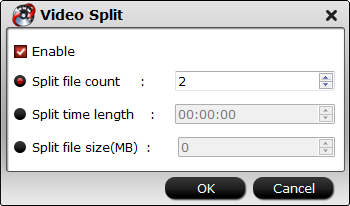 Split video file size