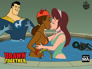 The hot tub kiss as depicted in promotional po...