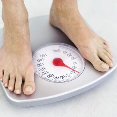 Person standing on scale