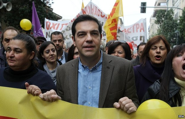 Alexis Tsipras at Athens protest in November 2014