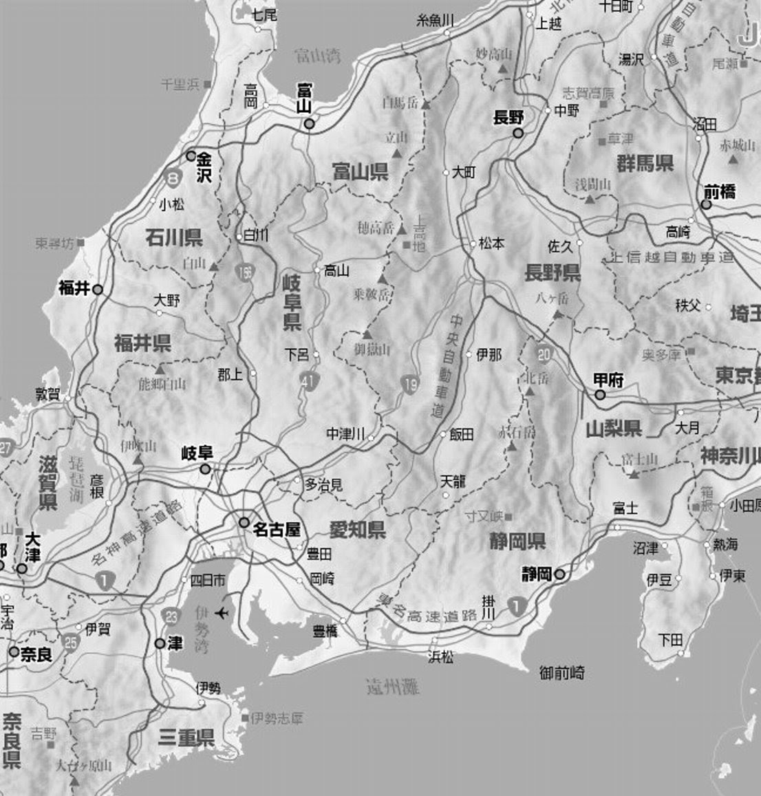 遠州地方の地図はこちら 中部地方の地図になります 御嶽山 車山 三方分山 金時山 西沢渓谷 袴腰岳 浜石岳 錫杖ガ岳 高尾山 蓼科山 燕岳 金峰山 愛鷹山 富士見台 三池岳 七洞岳 百々ヶ峰 身延山 硫黄岳 瑞牆山 中山 唐松岳 日向山 天狗岳 伊吹山 毛無山 御在所