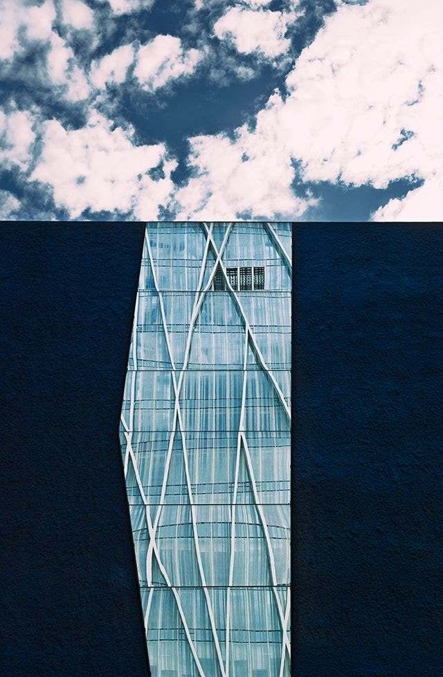 Diagonal 00 Tower Reflected on Barcelona Forum Mirror [enlarge]