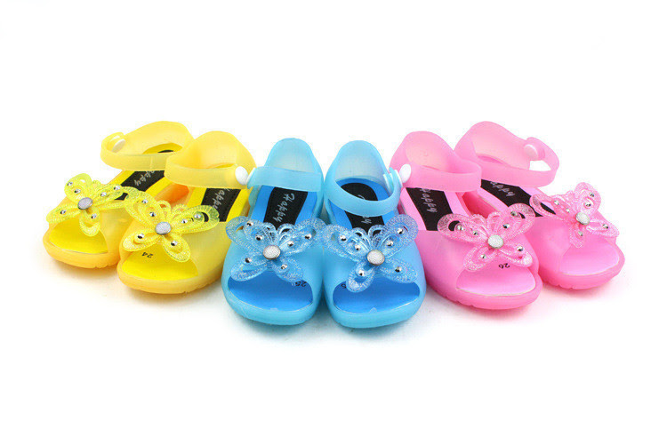 2014 Summer New Children Girls Jelly Sandals Shoes Kids Cute Butterfly ...