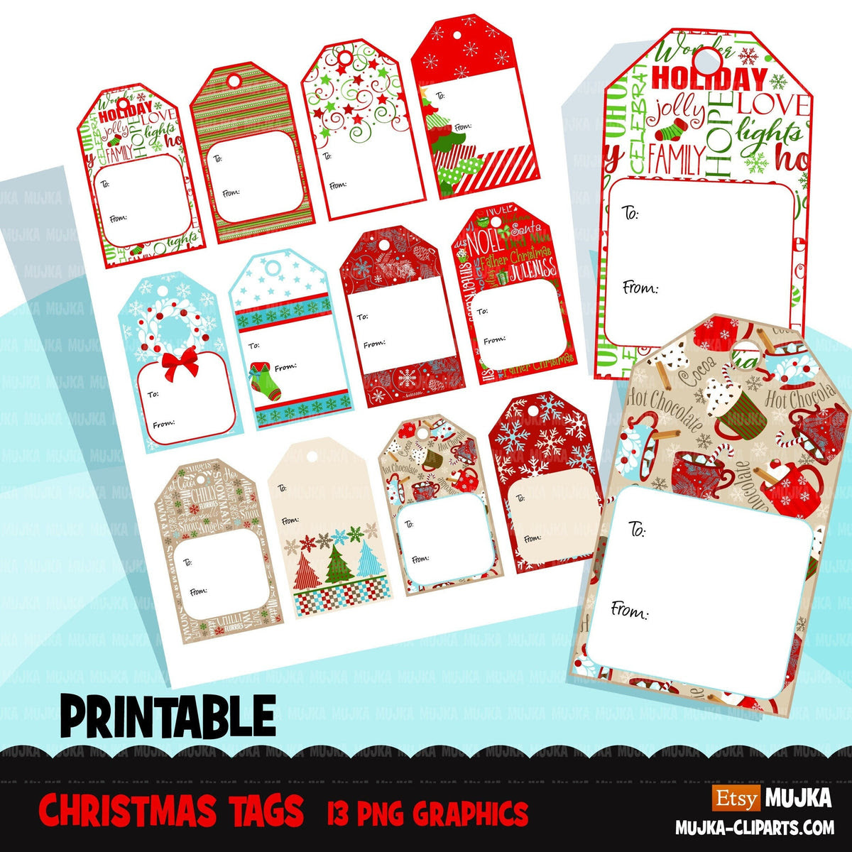 Christmas tags, printable Christmas gift tags, digital gift tags, santa  digital stickers, traditional Christmas stickers, christmas tags png