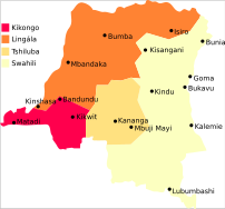 Major Bantu languages in the Congo.