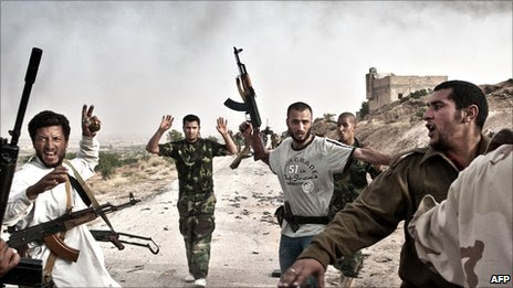 Libyan government soldiers surrender to rebels in the Western Mountains (June 2011)