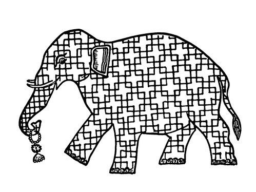 Indian Designs c - elephant made out of line drawn symbol