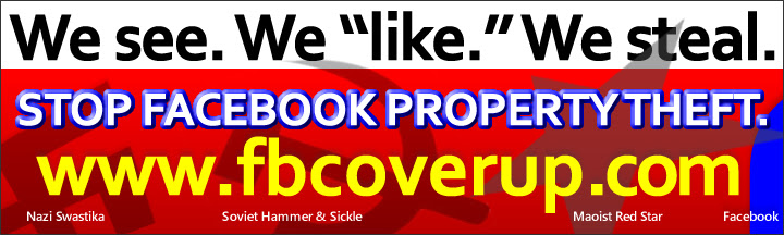 BUMPER STICKER: Stop Facebook Property Theft. www.fbcoverup.com