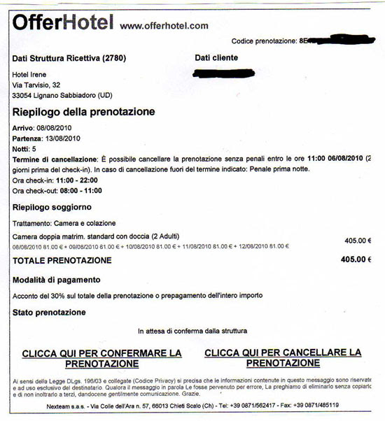 Iscrizione Hotel / Agenzia