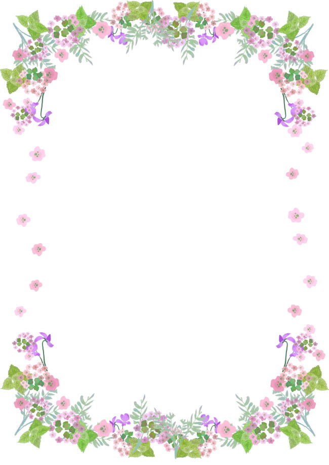 花の便箋 無料テンプレート スミレと小花 Template Million テンプレートミリオン