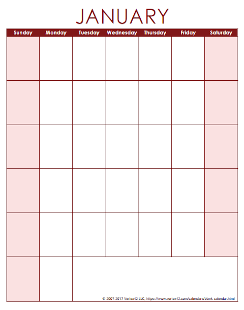 January 2020 Calendar 11x17