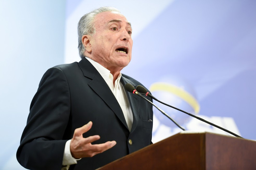 O presidente Michel Temer durante pronunciamento no Palácio do Planalto, em Brasília (Foto: Evaristo Sá/AFP)