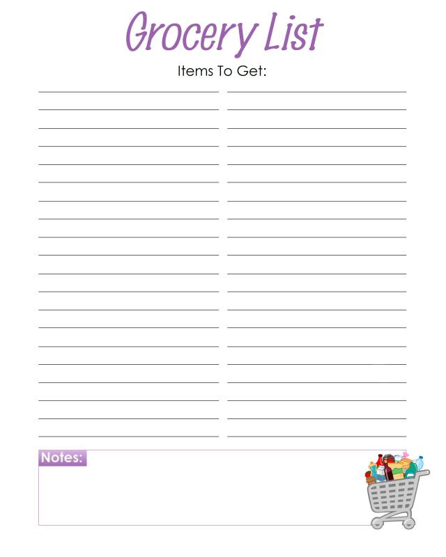 28 Free Printable Grocery List Templates | Kitty Baby Love