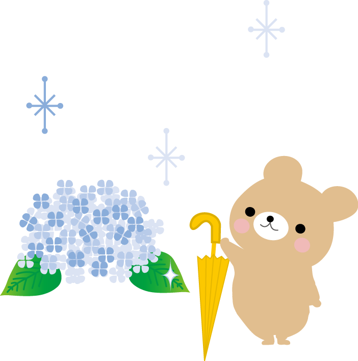 傘 紫陽花 虹のイラスト 梅雨の無料イラスト