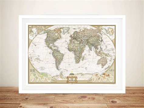 national geographic framed world map art australia
