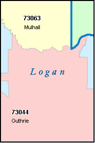 LOGAN County, Oklahoma Digital ZIP Code Map