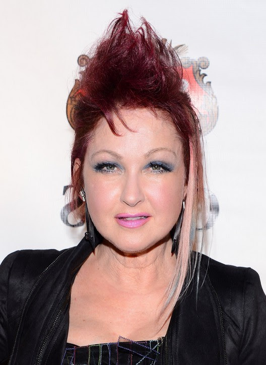 Cyndi Lauper Edgy Stylish Red Fauxhawk For Short Hair Styles Weekly