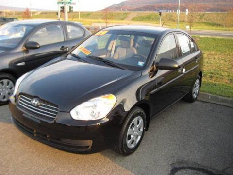 Ebony Black 2009 Hyundai Accent GLS 4 Door with Gray interior Ebony Black 