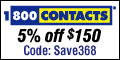 $5 off $95 purchase today at 1800CONTACTS.com!