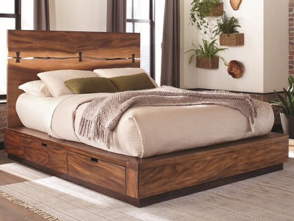 king bed frame wood and fabric