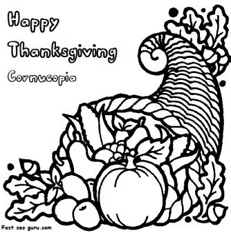 printable thanksgiving cornucopia coloring page