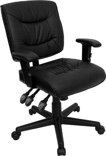 Mid-Back Black Leather Multi-Functional Task Chair