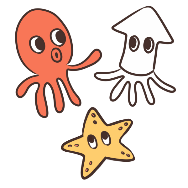 タコイカヒトデのイラスト かわいいフリー素材が無料のイラストレイン