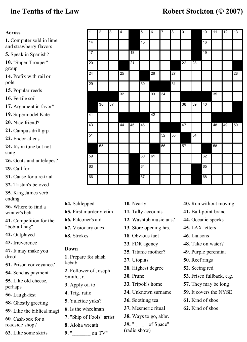 Easy printable crossword puzzels - InfoCap Ltd.