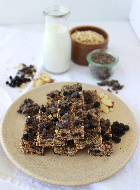 Wild Blueberry, Almond, Dark Chocolate Energy Bars are healthy and delicious! www.cookingwithruthie.com