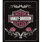 Harley Davidson Rose Tattoo Fleece Blanket