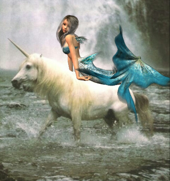 Pretty cute mermaid riding an beautiful unicorn - Mermaids ...