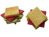 Ohrringe Stecker Ohrstecker handgemachtes Sandwich Brot mit Schinken / Käse und Salat *615*