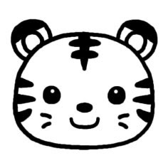 寅 とら 十二支 干支1 ミニカット 無料 白黒イラスト素材