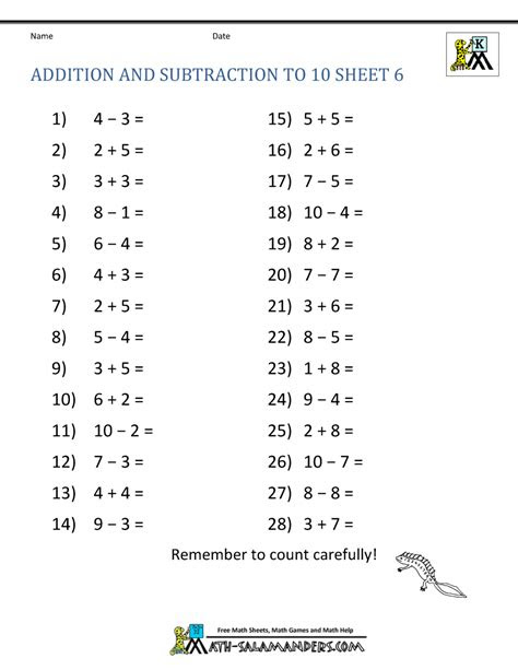 Math can be a challenging subject for many students, but it doesn't have to be. addition and subtraction worksheets kindergarten number worksh