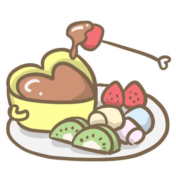 ホワイトチョコフォンデュセットのイラスト かわいいフリー素材が無料のイラストレイン