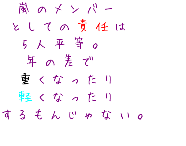 嵐松本潤 名言 嵐のメンバー としての責任は 5人平等 3104 胡桃 さんの明朝体デコメ