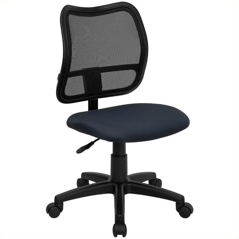 Flash Furniture Mid Back Mesh Office Chair with Navy Blue Fabric Seat