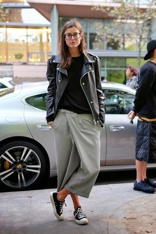 Le Fashion Blog Paris Street Style Casual Cool Square Black Frame Eye Glasses Leather Moto Jacket Black Tee Grey Culottes Drop Crotch Pants Black Comme Des Garcon Converse Sneakers Via Style From Tokyo photo Le-Fashion-Blog-Paris-Street-Style-Casual-Square-Black-Frames-Leather-Moto-Jacket-Grey-Culottes-Comme-Des-Garcon-Converse-Sneakers.jpg