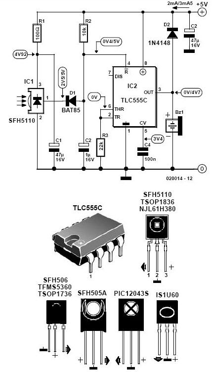 infrared alarm barrier receiver circuit diagram