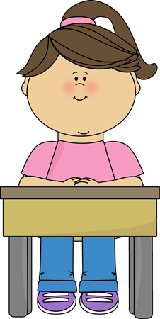 Girl Sitting at School Desk