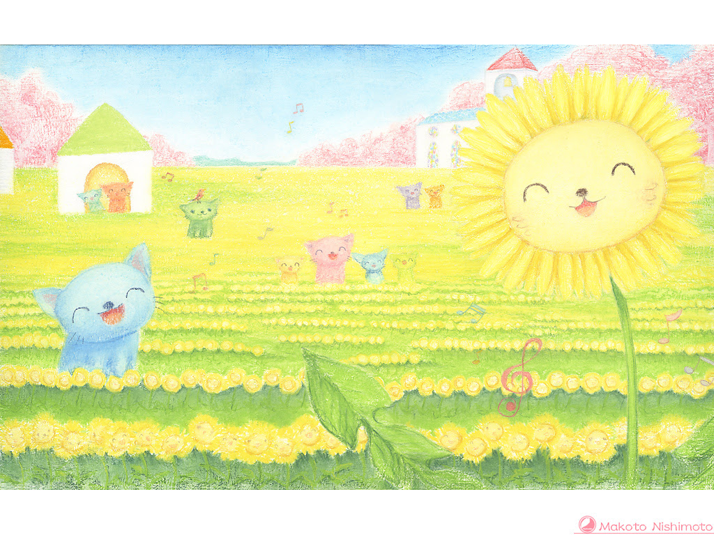 ニャーというなきごえのタンポポ 絵本 デスクトップ壁紙