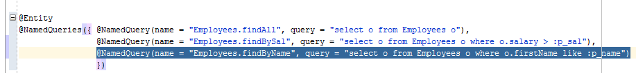 The Entity bean java code