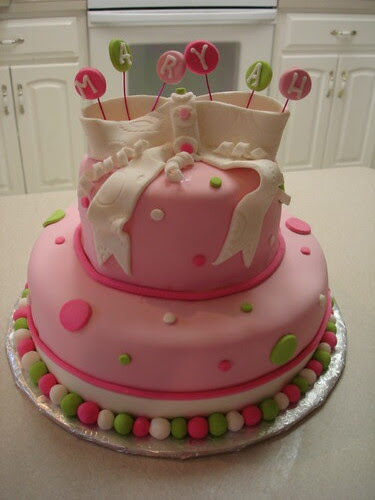 Made for a special baby shower ~ Baby's name embellishes cake