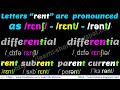 PHONIC SOUNDS: Letters "rent" are pronounced as /renʃ/, /rent/, and /rənt/ in English - ENGLISH LISTENING AND SPEAKING PRACTICE