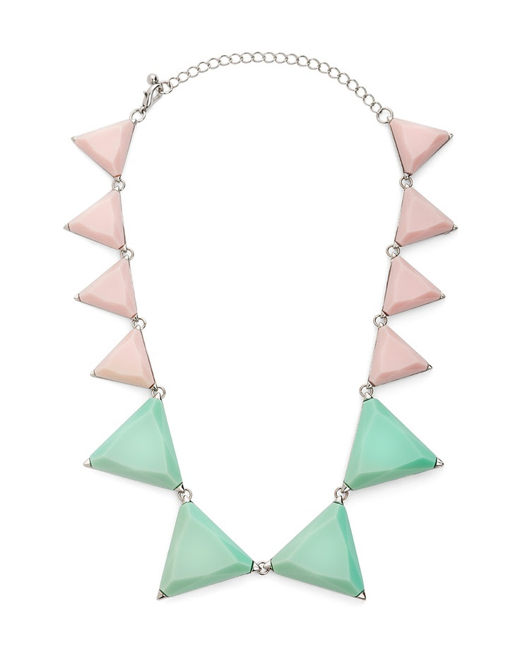 If you're already craving spring fashion, this is the perfect necklace to help you transition. The sorbet tones give it a muted, feminine feel while the shapes add just the right amount of edginess.