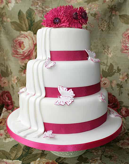 wedding cakes with red butterflies and gerberas wedding cakes with red butterflies and gerberas